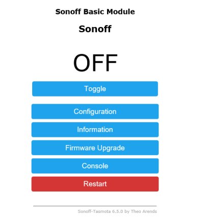 Sonoff Admin Screen
