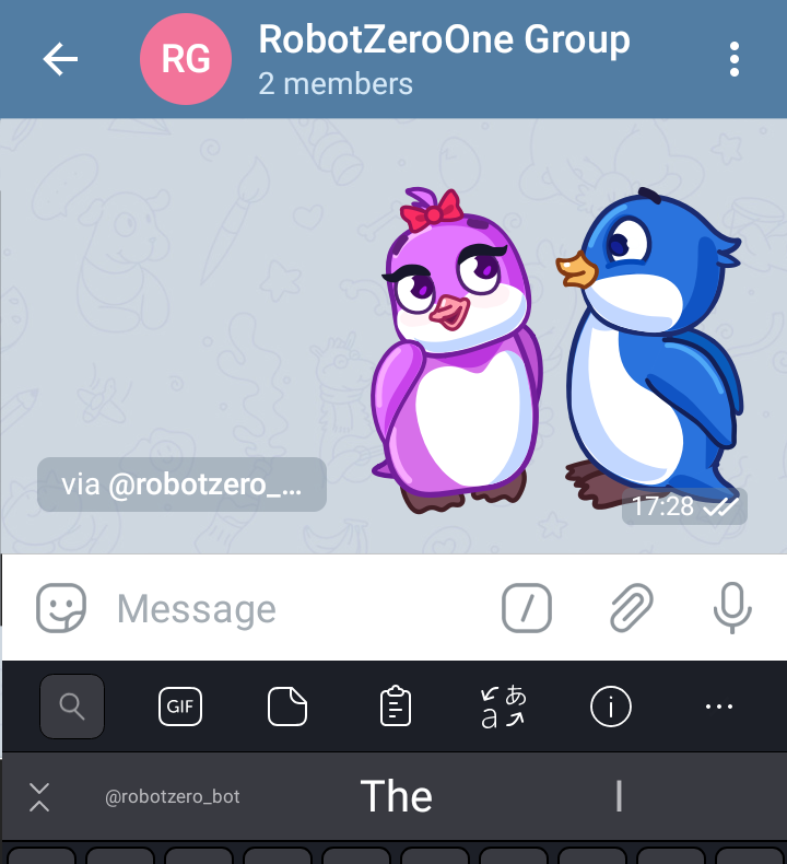 Telegram Bot Response Sticker Posted
